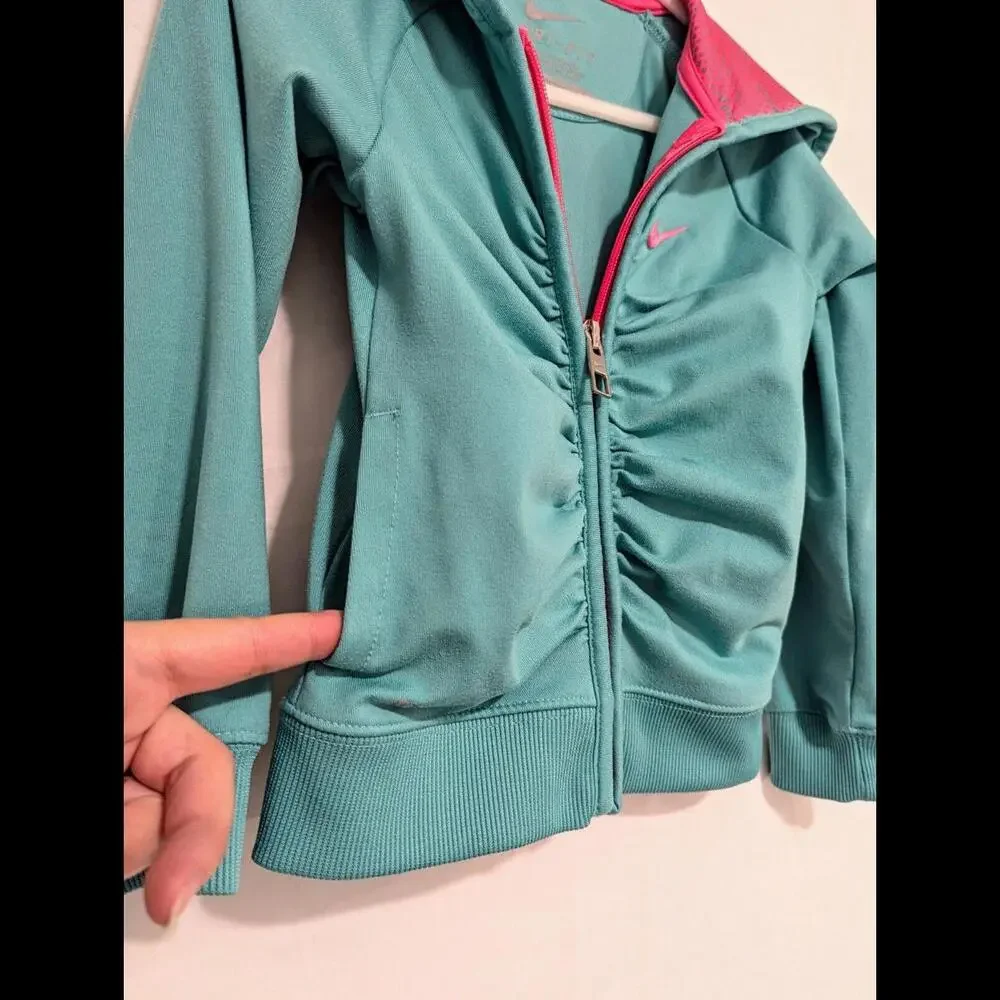 Girls Nike/Dri-Fit/Size 2T/Scrunch Zip Up Jacket/Teal And Pink/Comfy